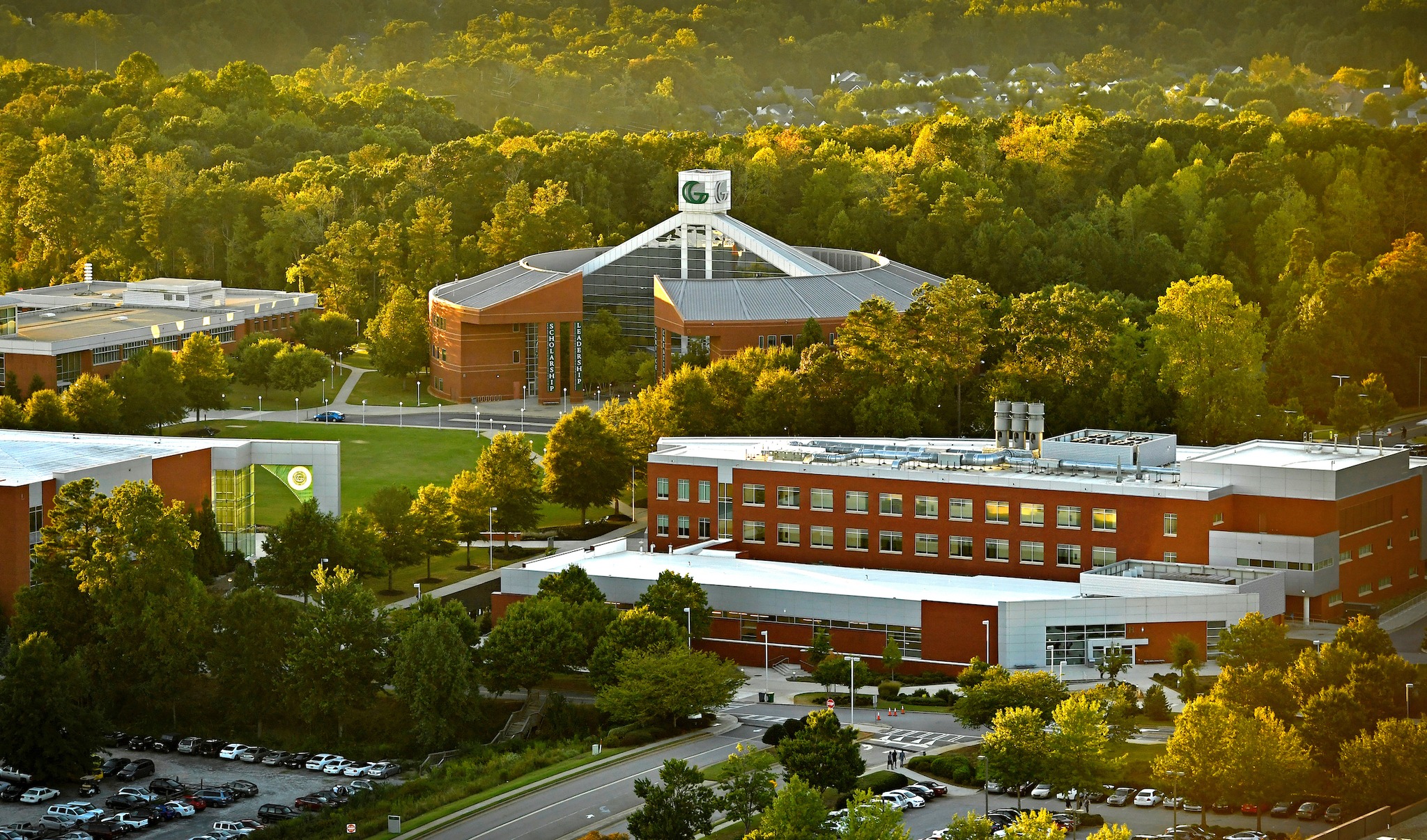 exterior overhead shot of georgia gwinnett college campus