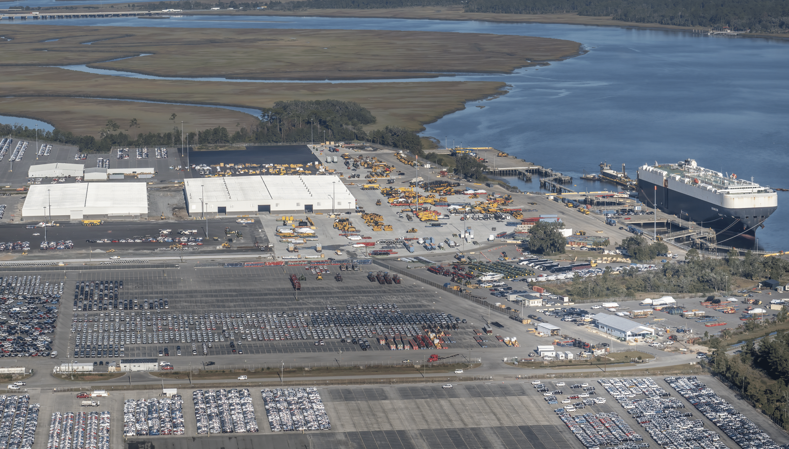 aerial photo of distribution and logistic port