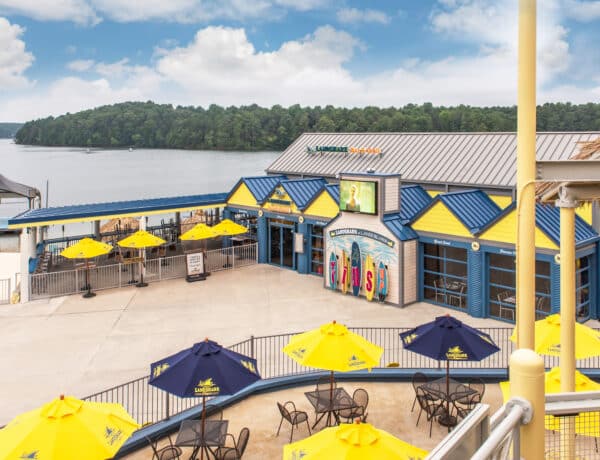 overhead image of the Margaritaville at lanier islands building