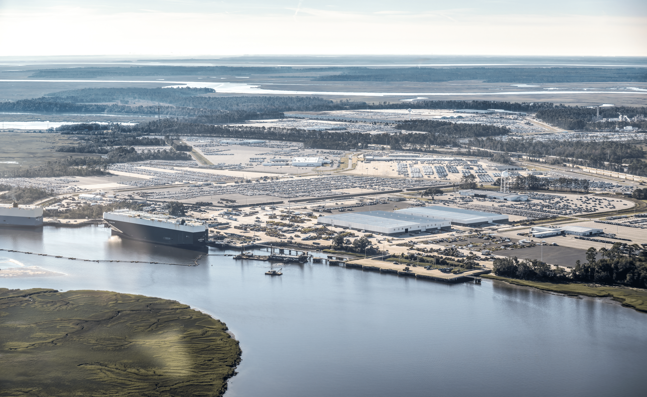 aerial photo of distribution and logistic port