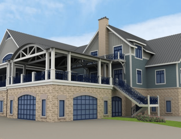 rendering of backside lake lanier olympic park boathouse