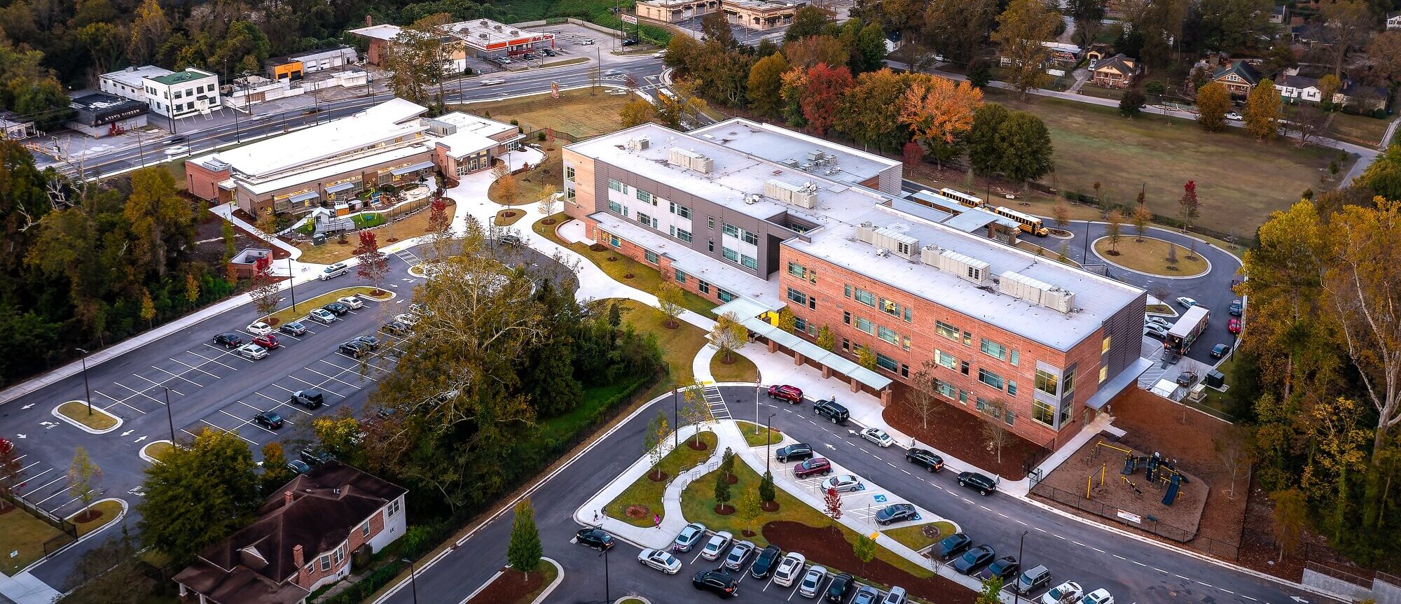 aerial image woodson park academy and YMCA