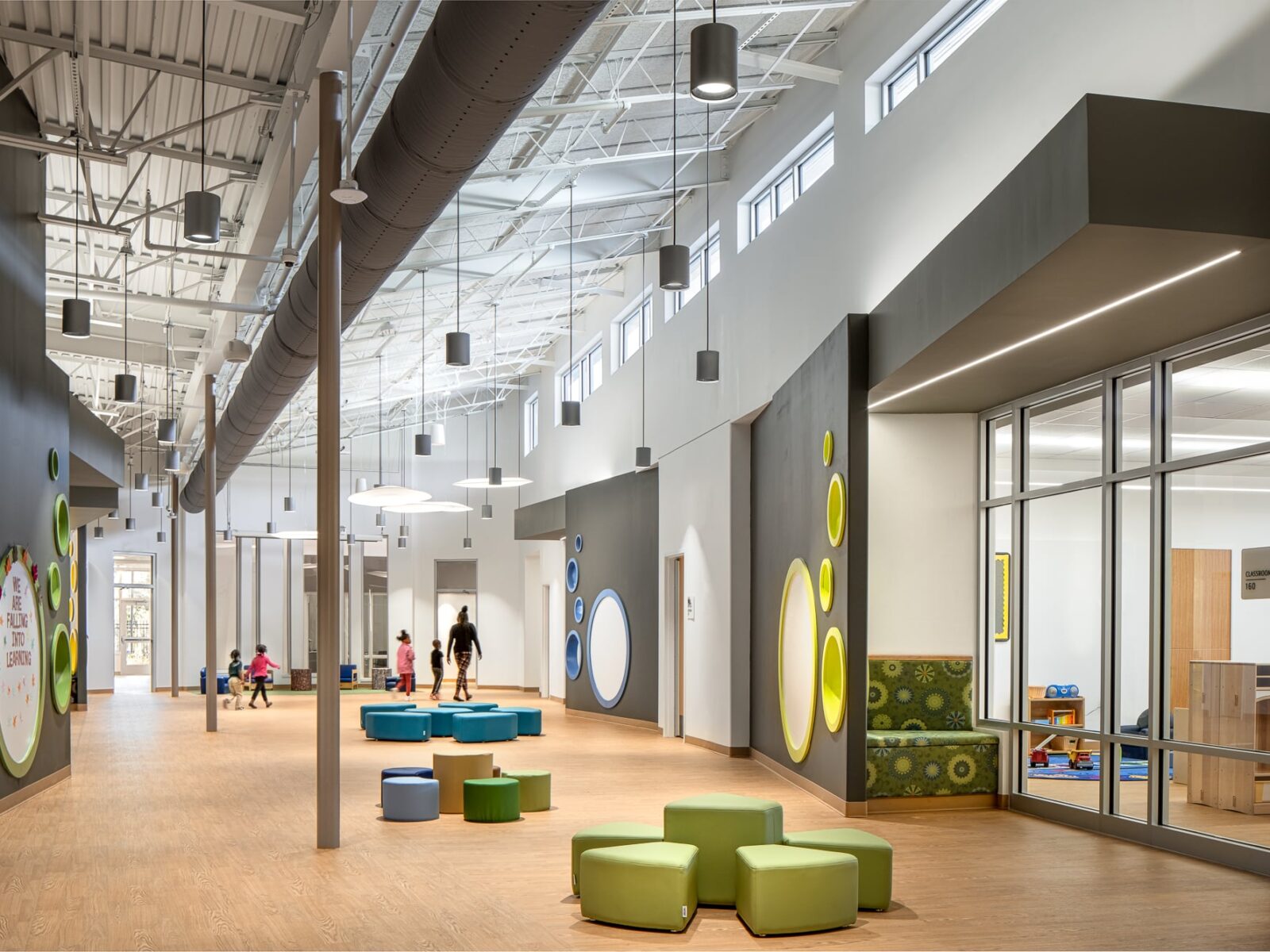 interior image of the woodson park academy lobby