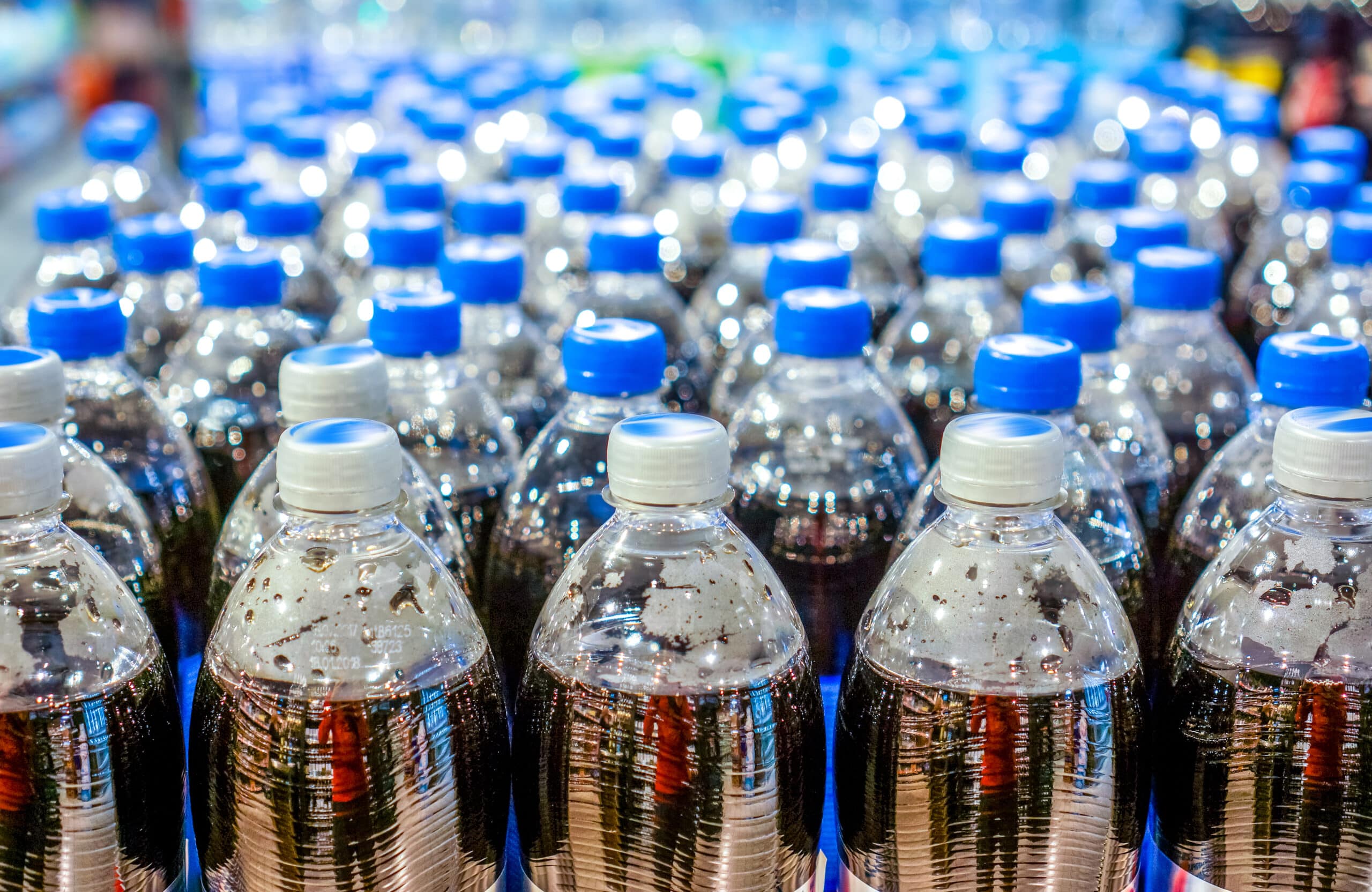 sealed bottles on production line at pepsi commerce crossroads