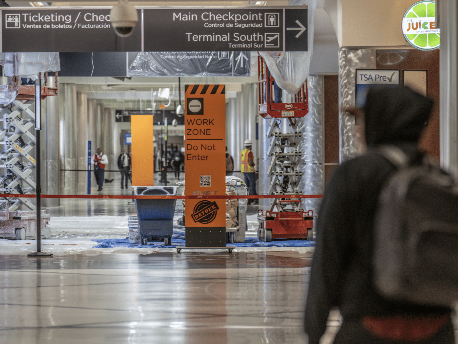 interior image of hartsfield-jackson atlanta international airport construction zone