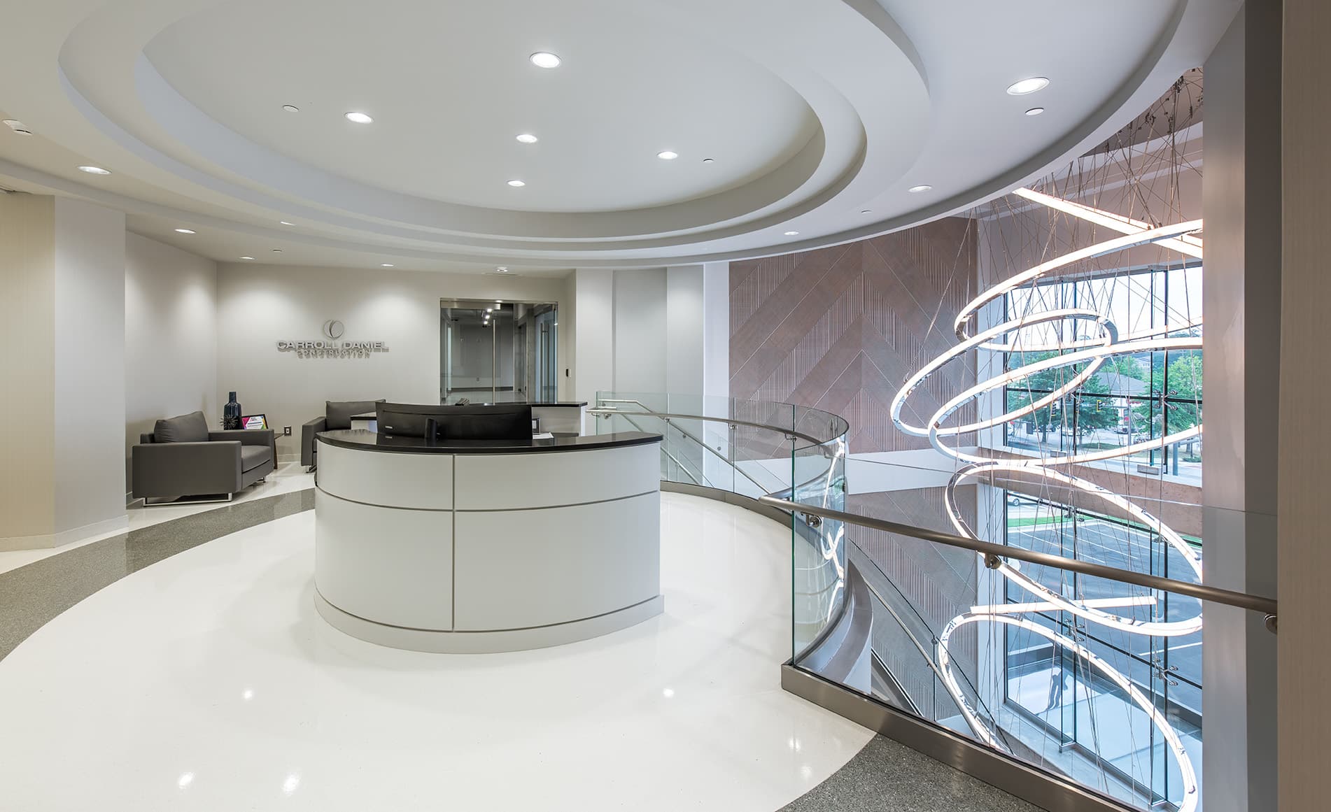 interior image of the carroll daniel construction company lobby