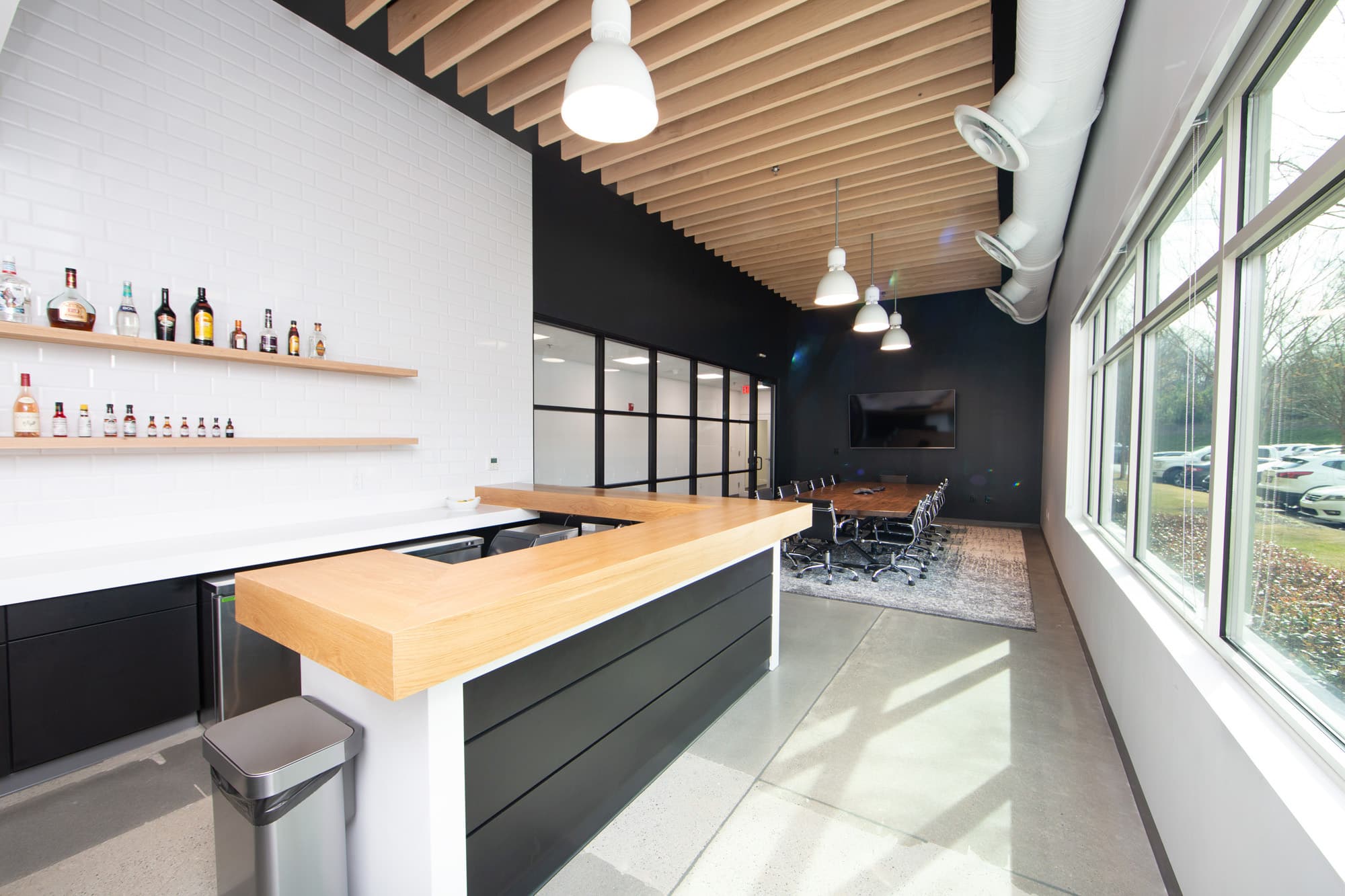 interior image of a conference room with bar in doehler north america plant