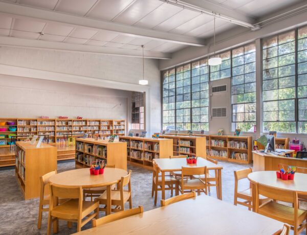 interior picture of the library in hazel grove elementary school