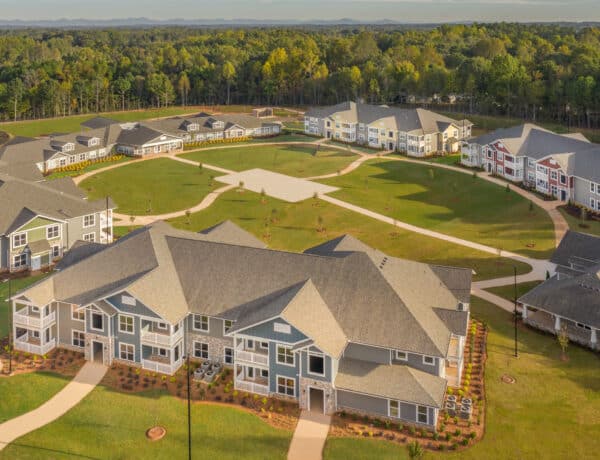 exterior overhead image of the just people village housing