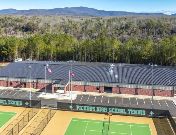 overhead image of pickens high school agricultural facility