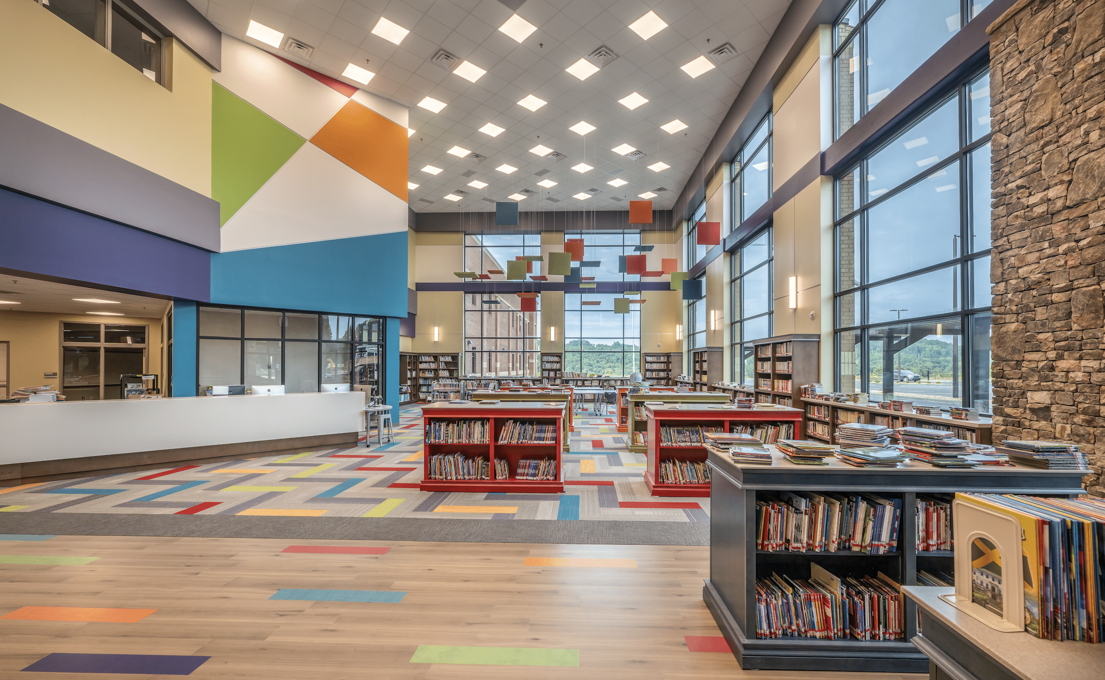 interior image of lumpkin county elementary school library